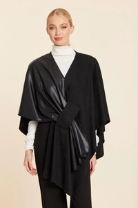 Leather/Suede Whipstitch Wrap-Black