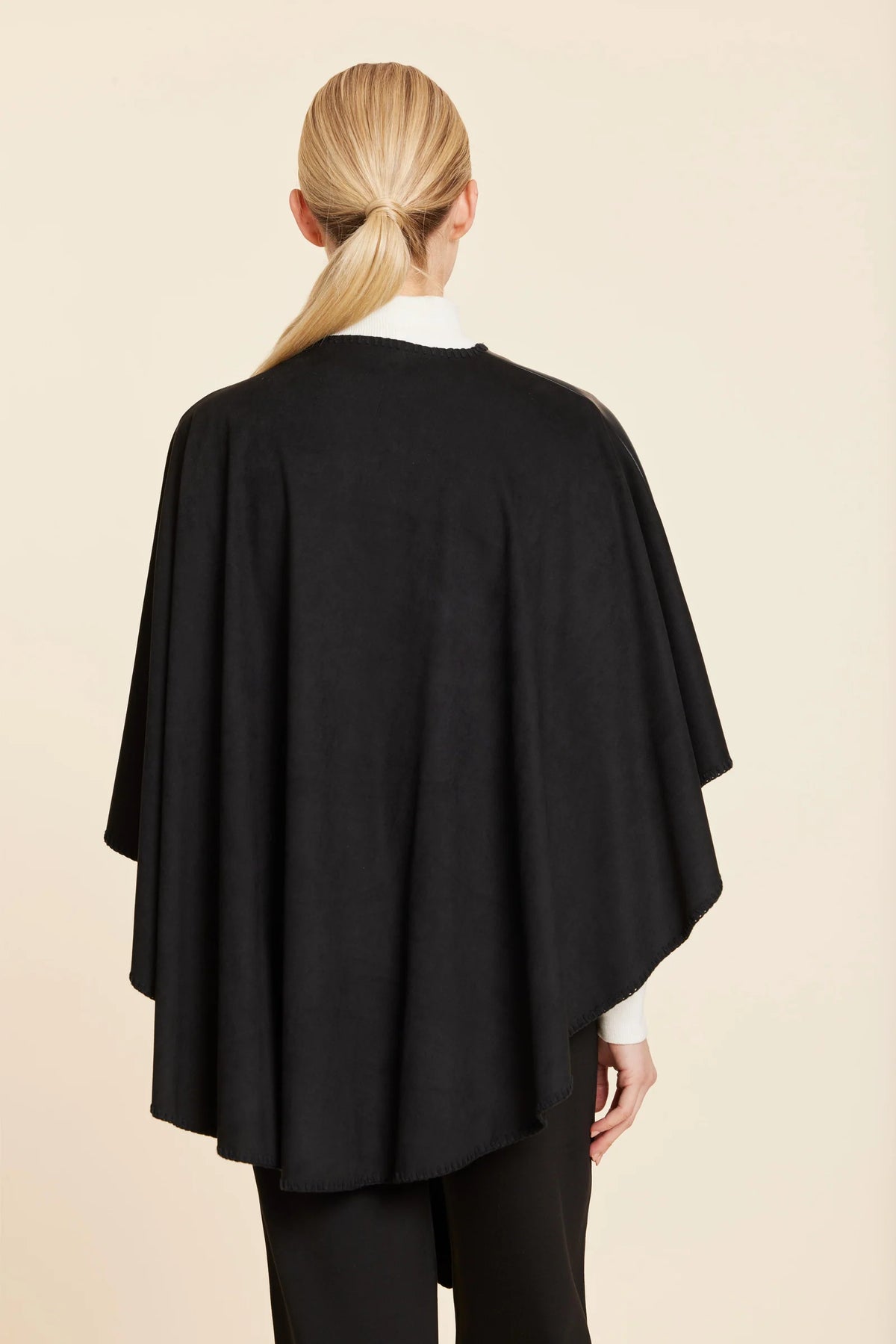 Leather/Suede Whipstitch Wrap-Black