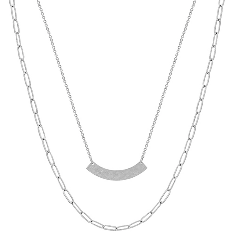 WH Curved Bar Layered Necklace