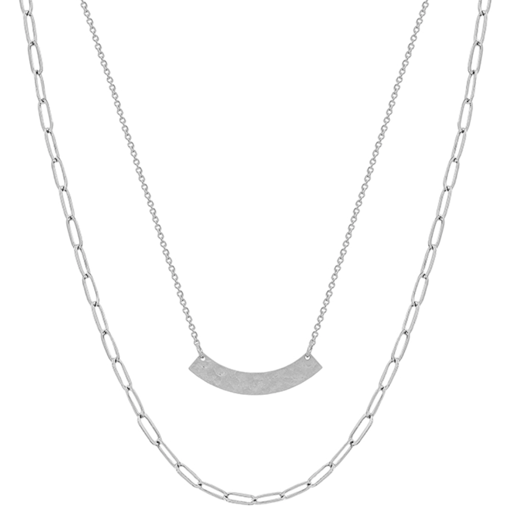 WH Curved Bar Layered Necklace