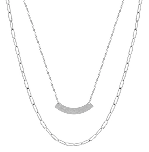 WH Curved Bar Layered Necklace