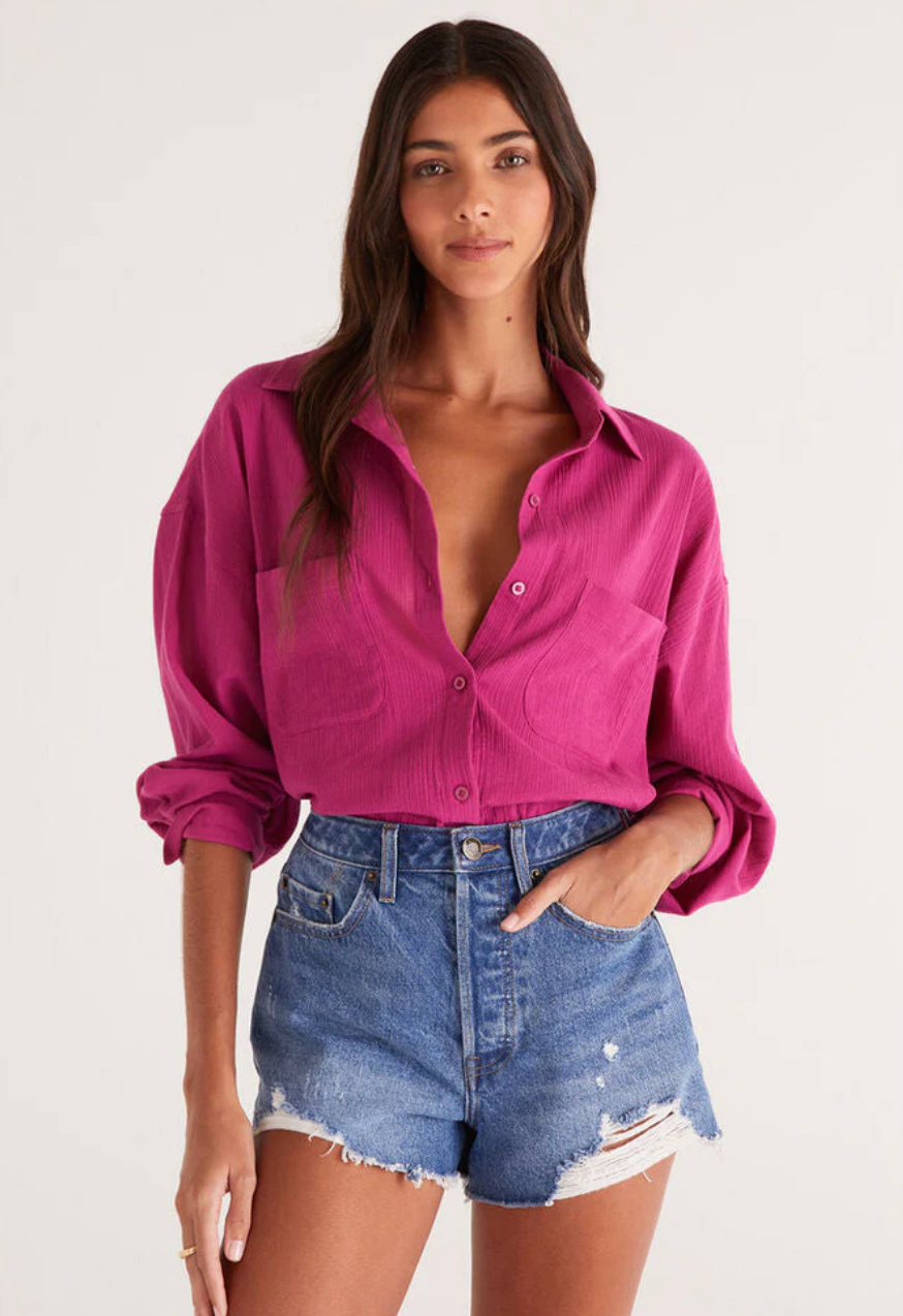 Zsup Oversized Button Up-H.Pink