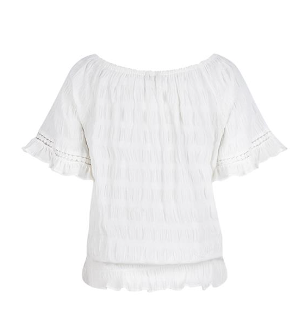 ESQ Puff Sleeve/Elastic Waist Top