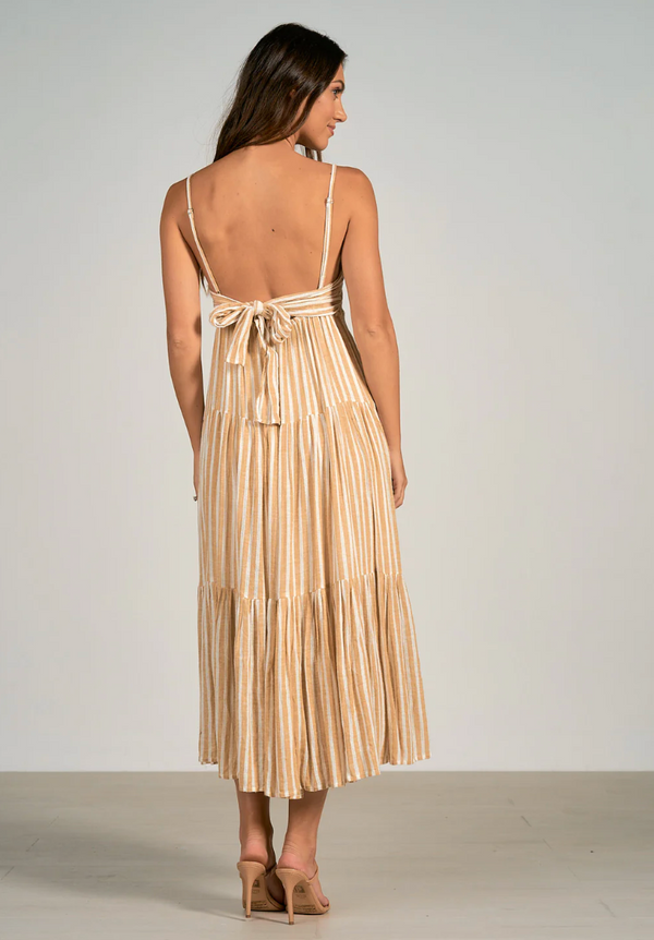 ELN Curry Stripe Open Back Maxi