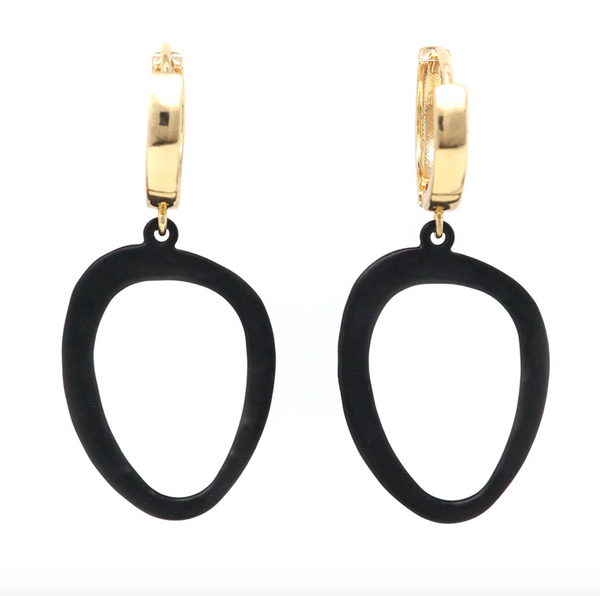 JEN Geo Earring Blk/Gold