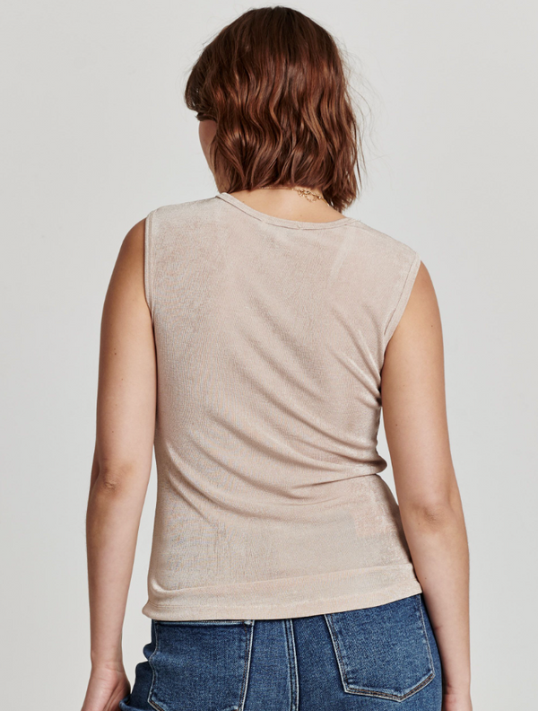 AL Shirred Front Tank-Sand