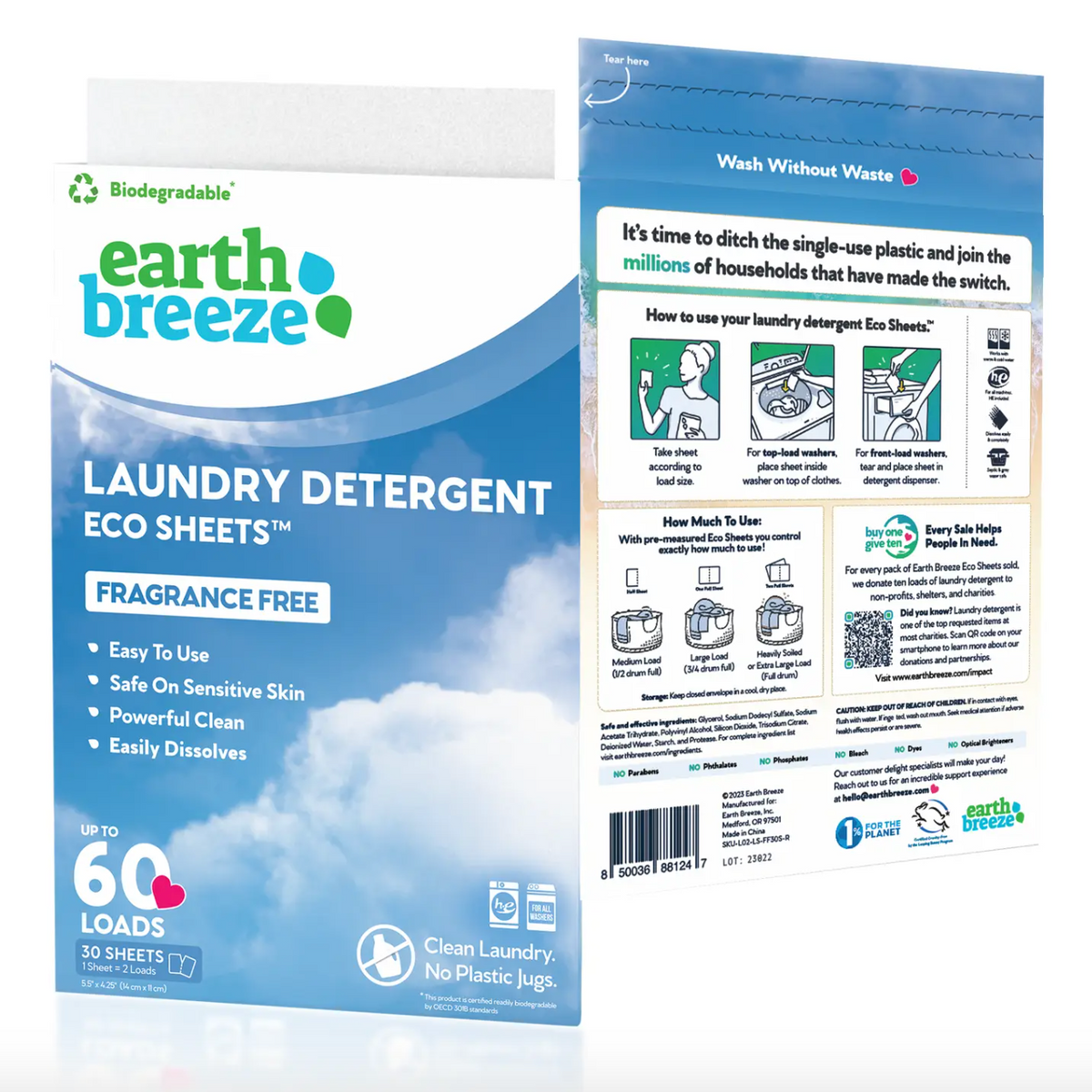 Earth Breeze Laundry Detergent Sheets - 60 Loads