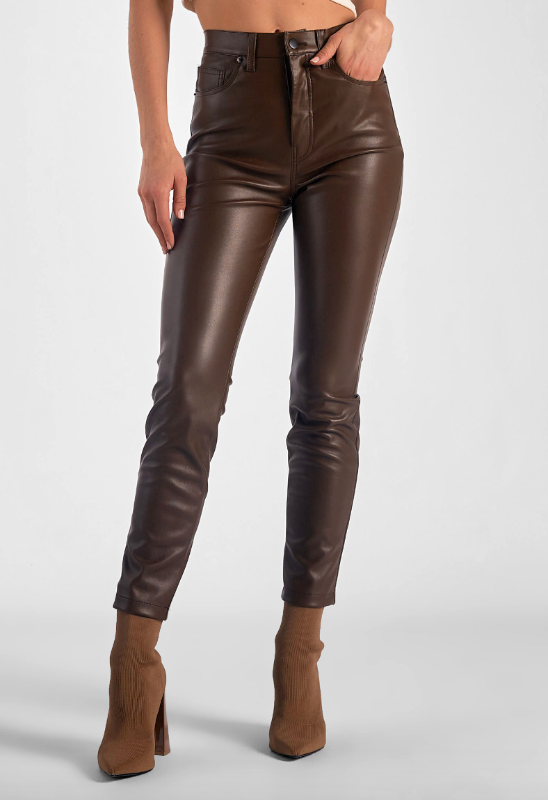 ELN Leather Pant-Brown