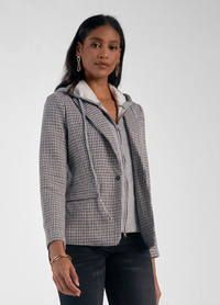 ELN Plaid Blazer w/Hoodie