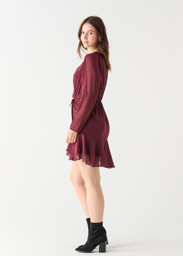 DBT Wrap Front Dress-Burgundy