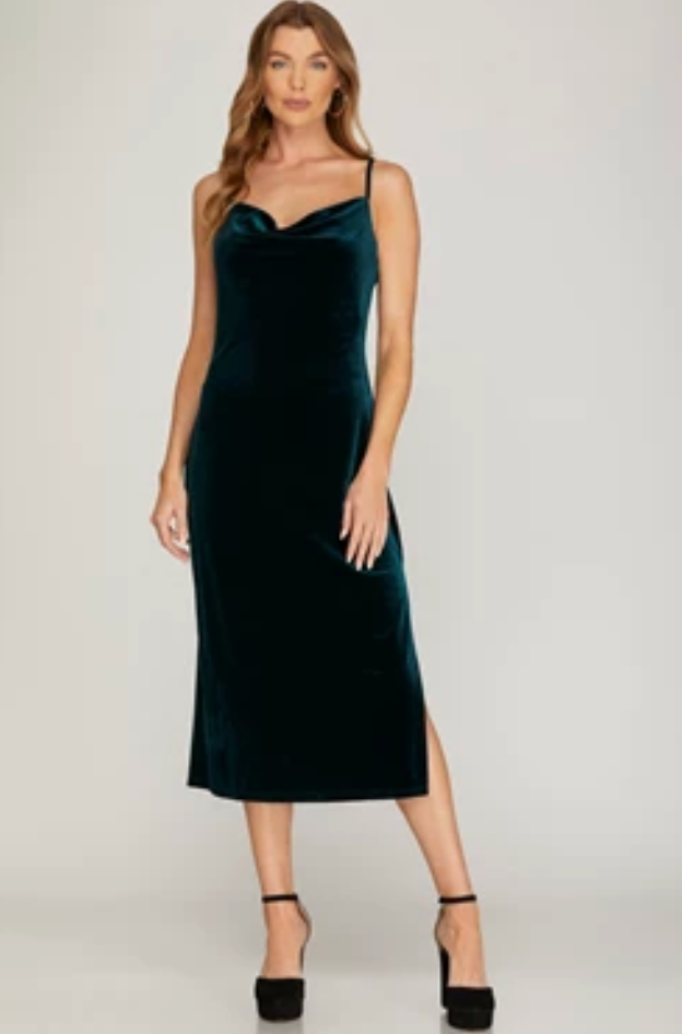 She & Sky Velvet Slip Dress-Green SY5792 Style Niche Boutique She & Sky Velvet Slip Dress-Green SY5792 Style Niche Boutique