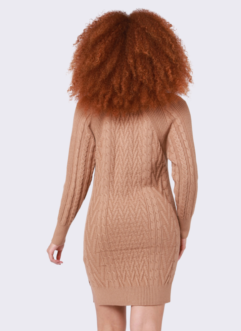 DEX Sweater Dress-Camel
