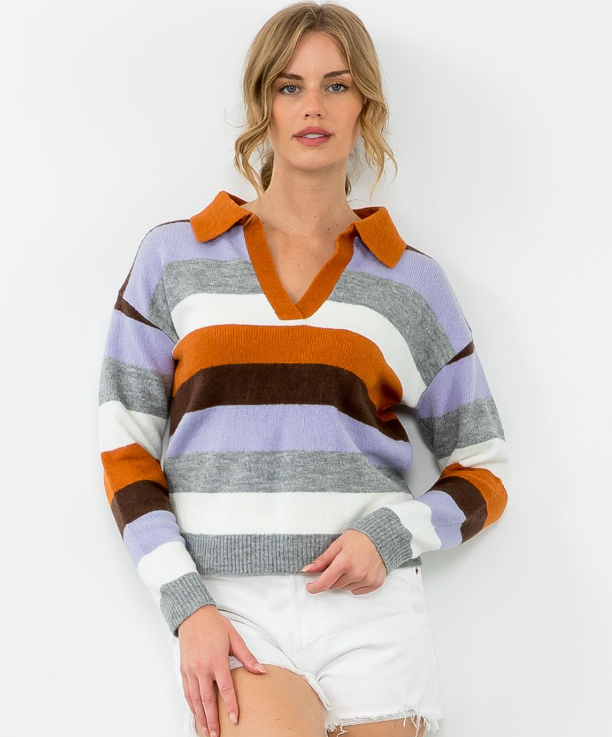 THML Multi Stripe Collared Sweater