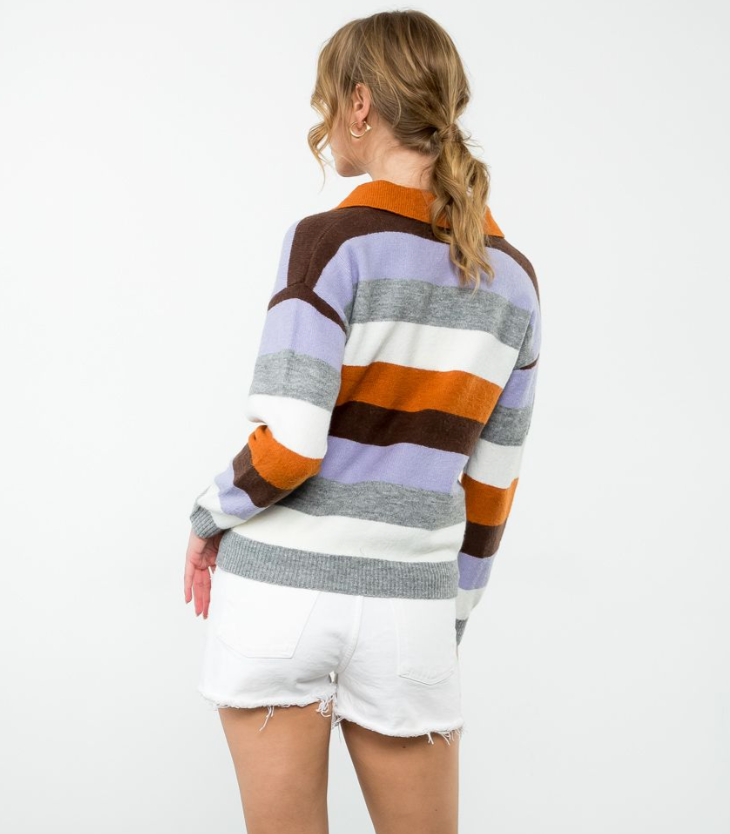 THML Multi Stripe Collared Sweater