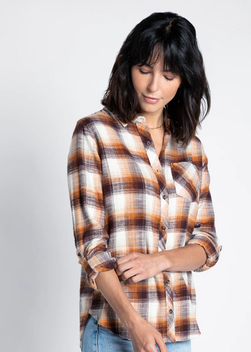 T&S Plaid Button up-Burg