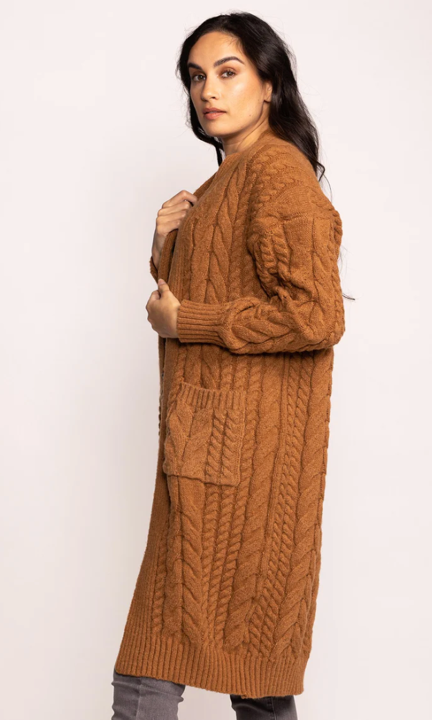 PM Cable Knit Cardi-Copper