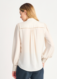 DBT Crochet Insert Blouse-Beige