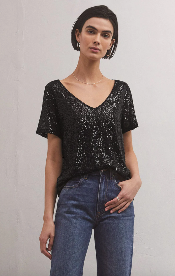 Zsup Sequin Vneck Tee