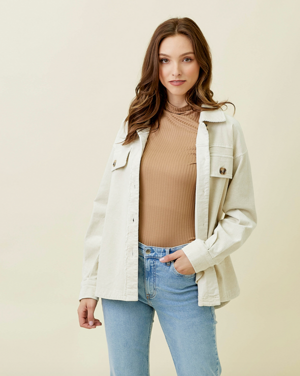 Myst Corduroy Shacket-Ivory