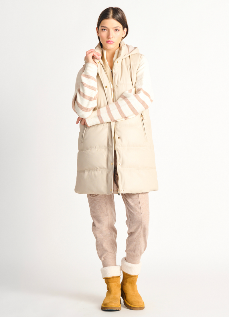 DEX Long Puffer Vest-Ivory