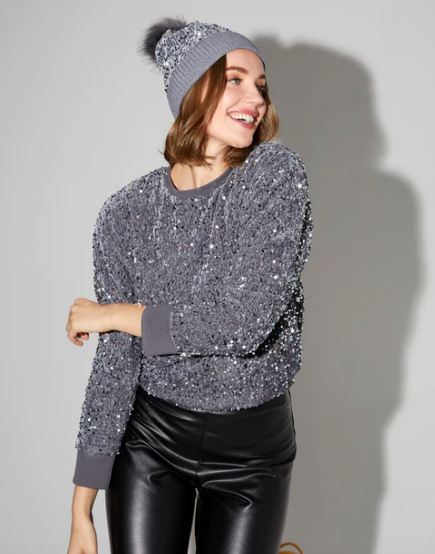 Silver sales sequin sweatshirt