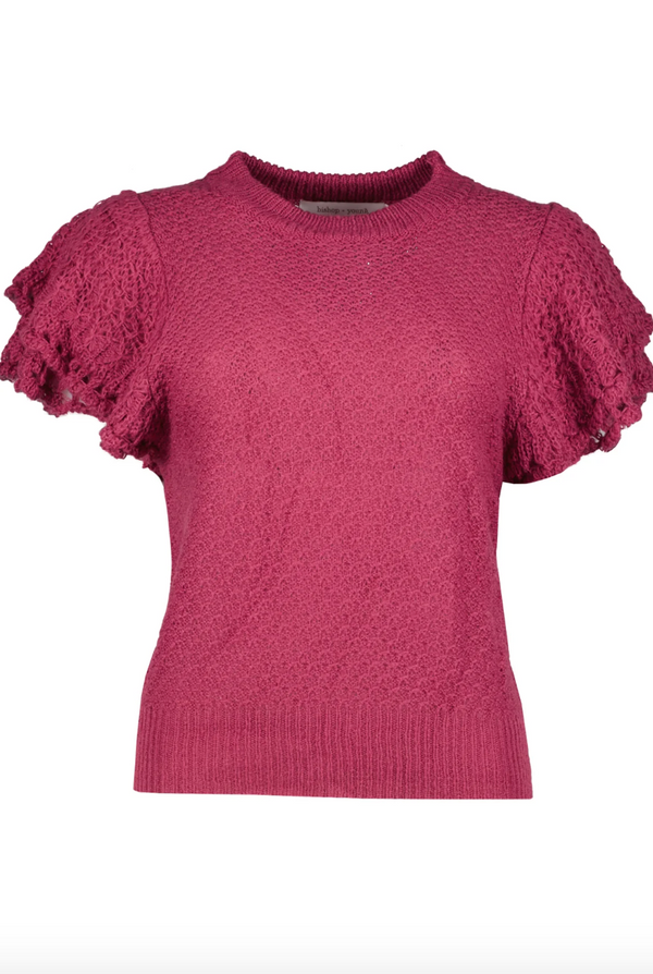 B&Y Flutter Slv Sweater-Berry
