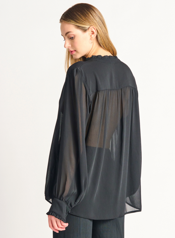 DBT Tie Front Blouse-Black