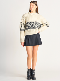 DEX Jacquard Sweater w/Fringe