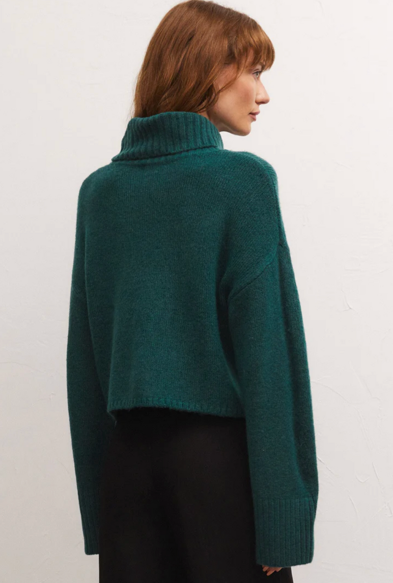 Zsup Crop Turtle Sweater-Emerald