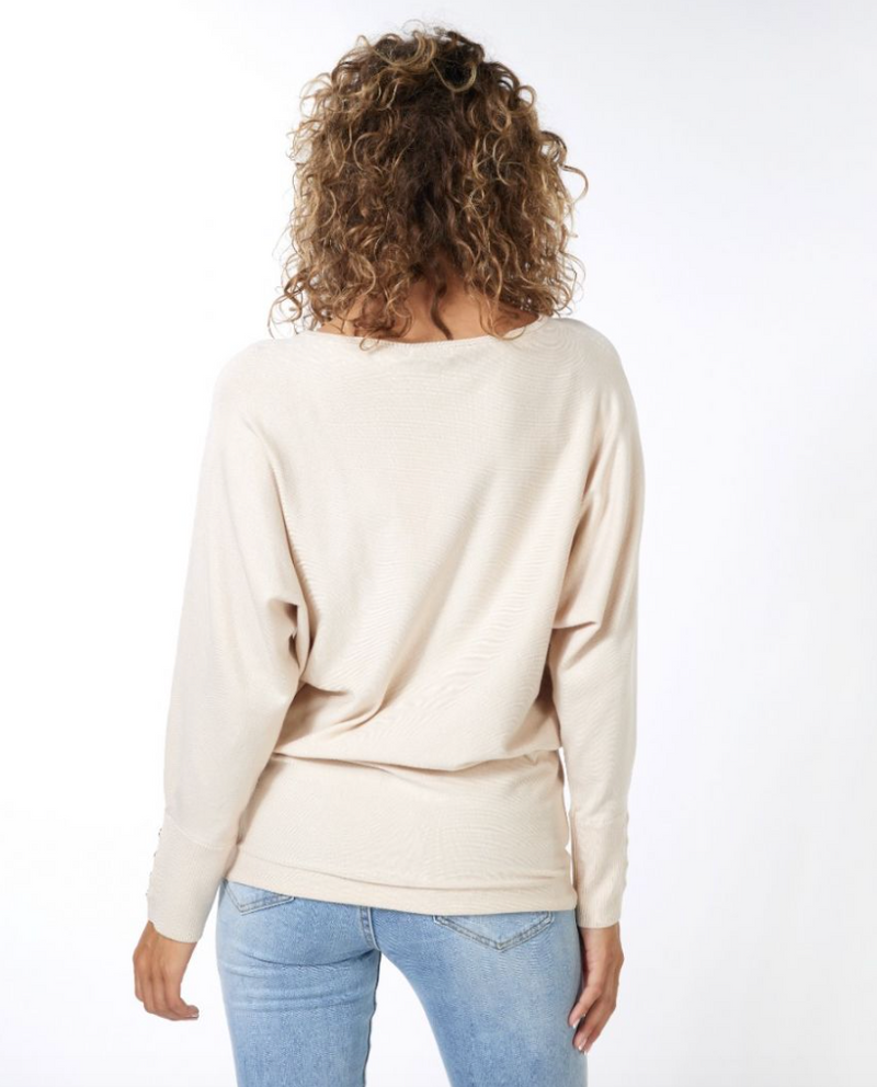 ESQ Button Cuff Sweater-Sand