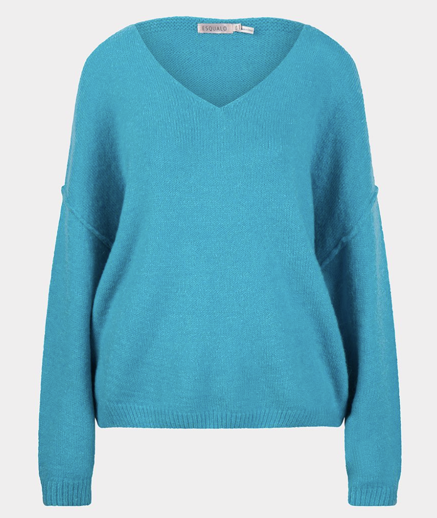 ESQ V-neck Sweater-Turq