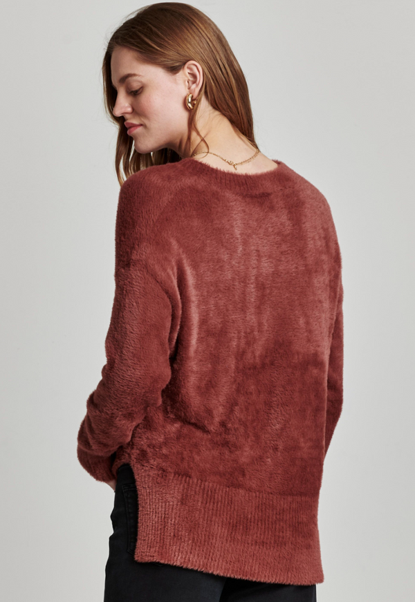 AL Eyelash Sweater-Wine