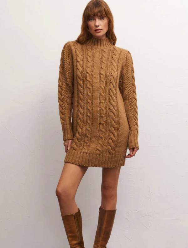 Zsup Cable cknit Dress-Camel