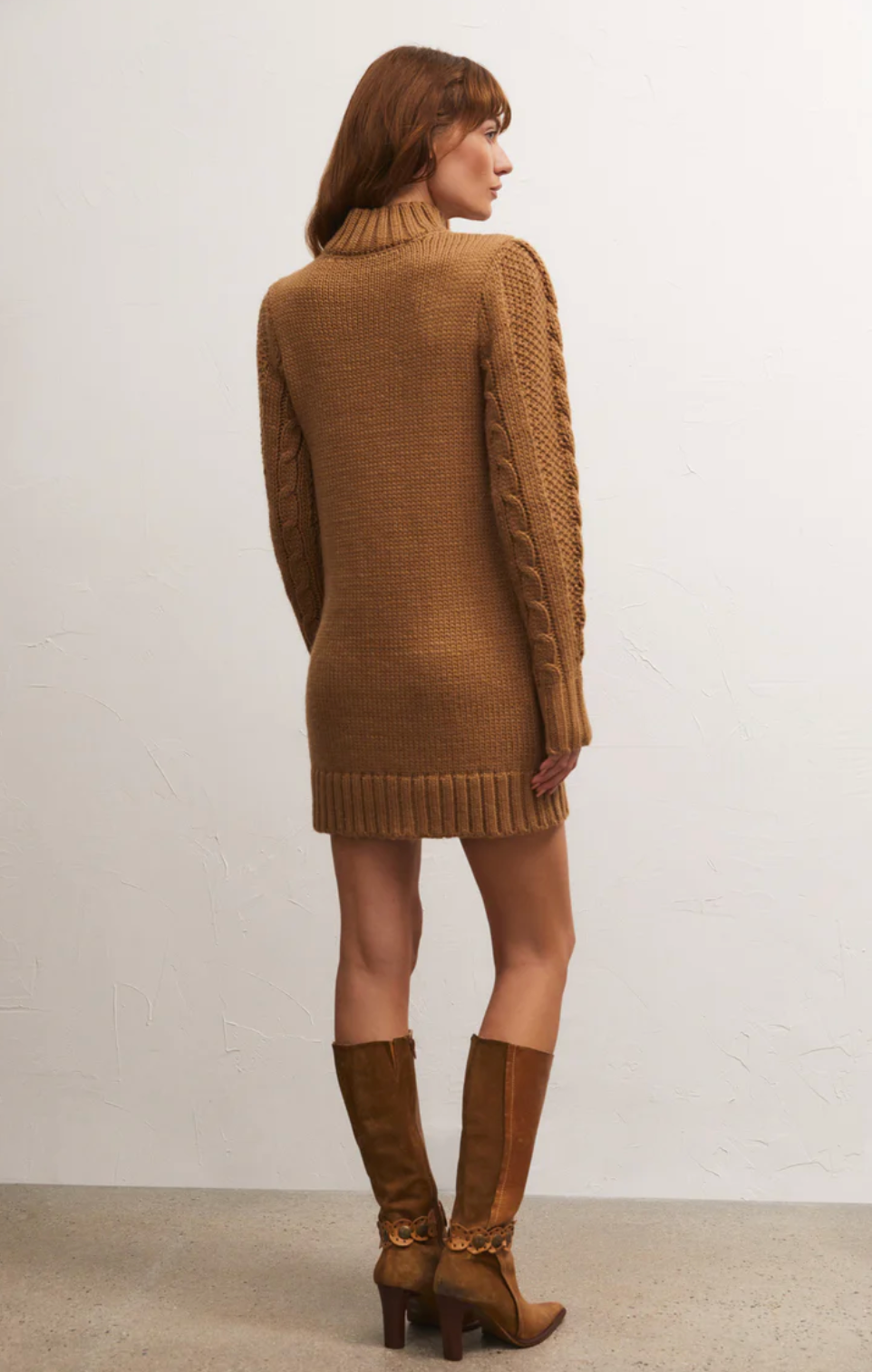 Zsup Cable cknit Dress-Camel