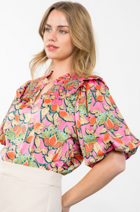 THML Puff Sleeve Smock Top