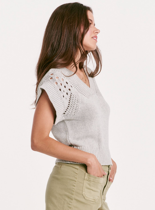 AL Pointelle Sweater Vest-Dove