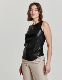 AL Faux Leather Tank-Blk