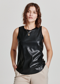 AL Faux Leather Tank-Blk