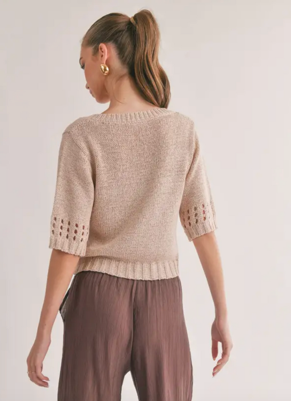STL SS V-neck Sweater-L.Blush