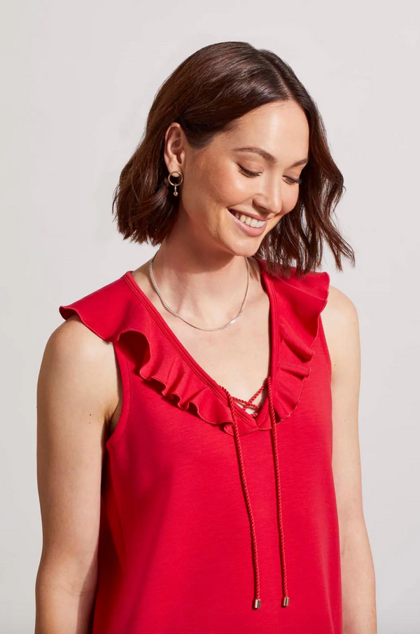 TRBL Frilled A-Line Dress - Red