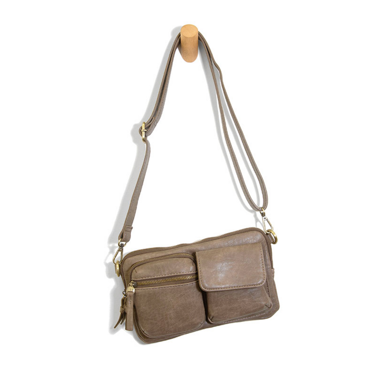 Kendra Cargo Pocket Sling Crossbody Bag Taupe