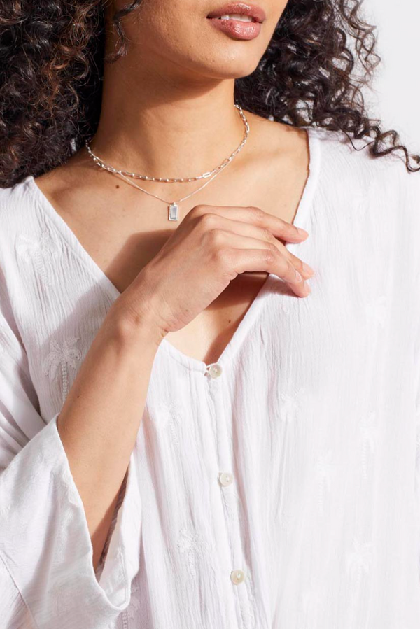 TRBL Palm Print Blouse-White