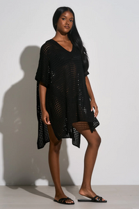 ELN Knit Hooded Coverup-Black