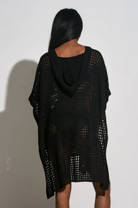 ELN Knit Hooded Coverup-Black