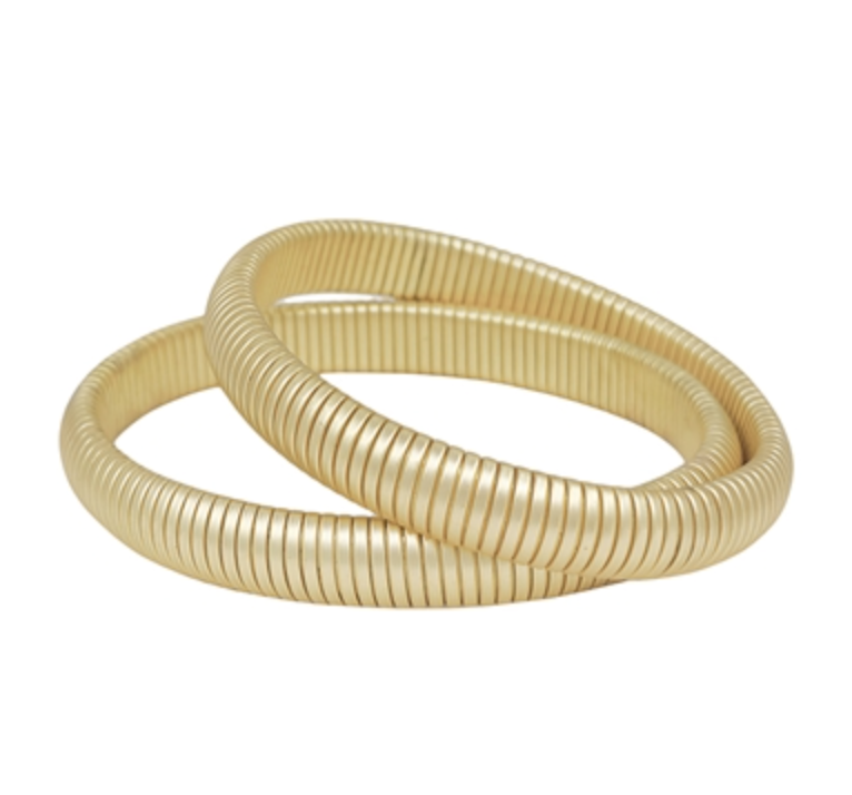 Set Textured Bracelets-Gold