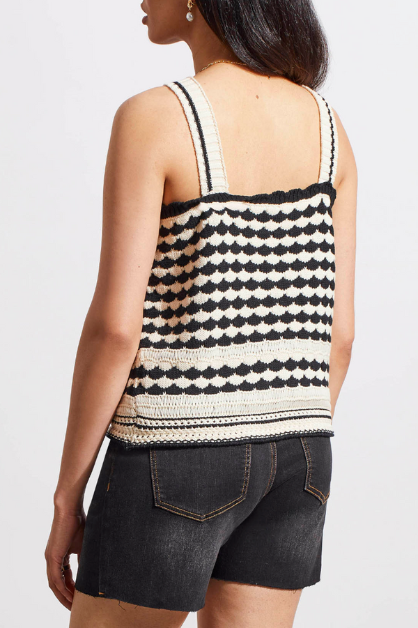 TRBL Crochet Tank-Ivory/Black