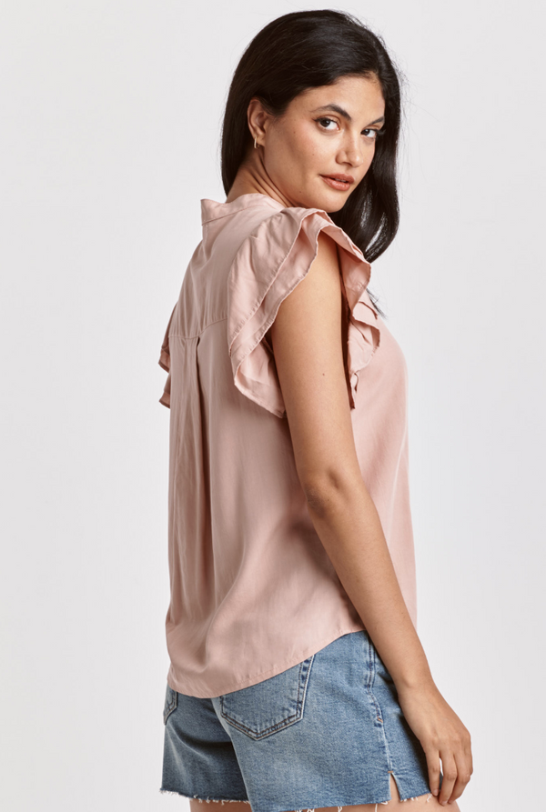 DJ Ruffle Sleeve Blouse-Rose