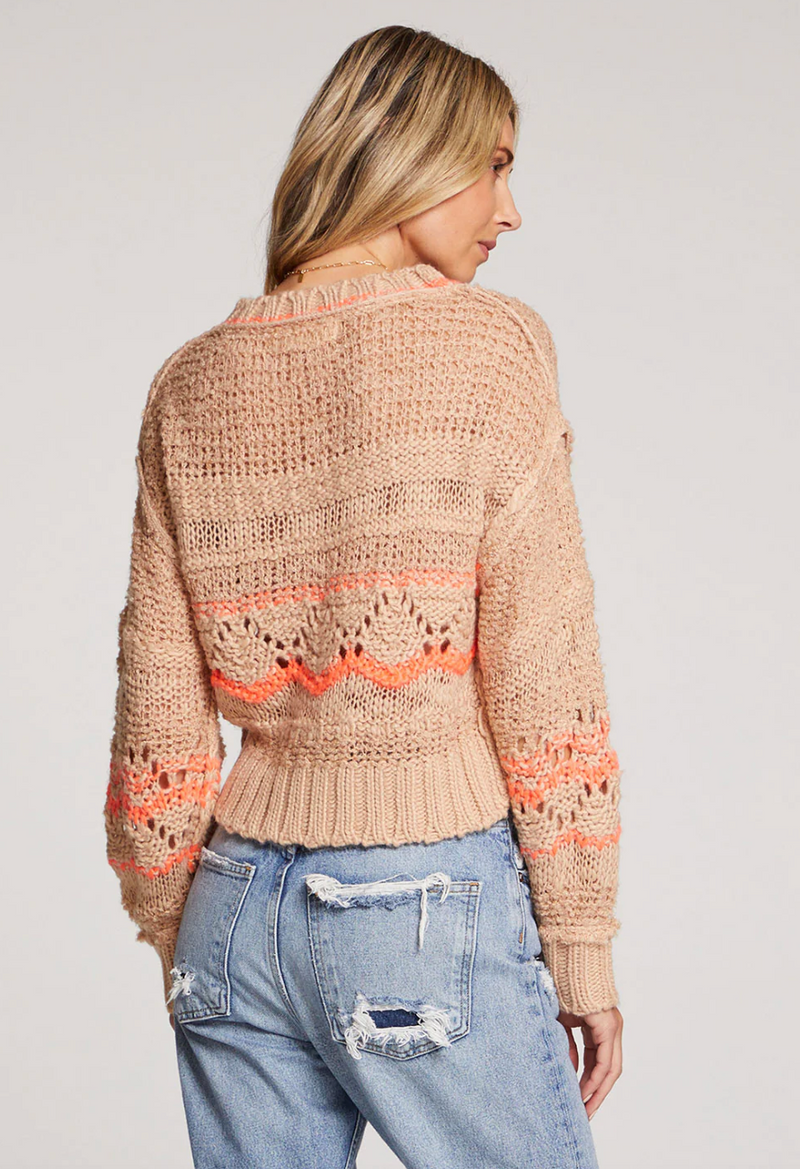 SWL Open Knit Sweater-Sand/Melon
