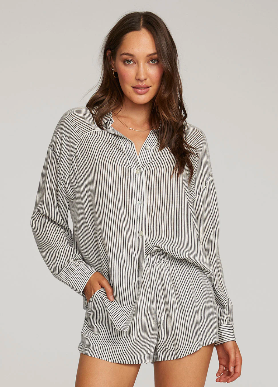 SWL Pinstripe Shirt-Blk/Wht