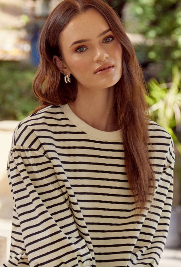 JOD Striped Puff Sleeve Top